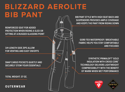 Sitka Blizzard Aerolite Bib Pant Open Country 30078 specs
