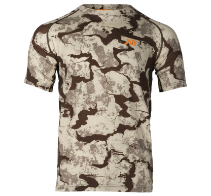 First Lite Wick Short Sleeve Crew ultralight merino hunting shirt in camo